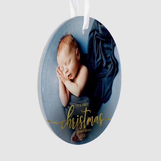 Onze eerste kerst als grootouders Elegant Foto Ornament (voorkant)