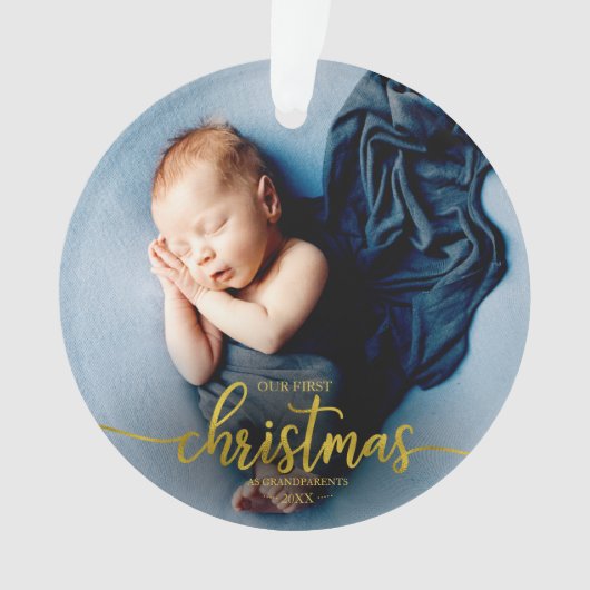 Onze eerste kerst als grootouders Elegant Foto Ornament (voorkant)