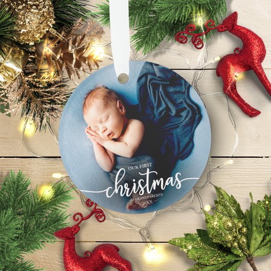 Onze eerste kerst als grootouders Elegant Foto Ornament