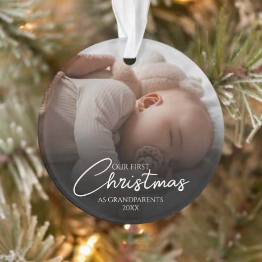 Onze eerste kerst als grootouders Elegant Foto Ornament (Boom)