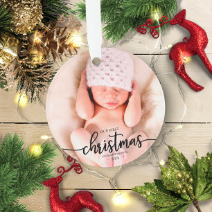 Onze eerste kerst als grootouders Elegante foto Ornament