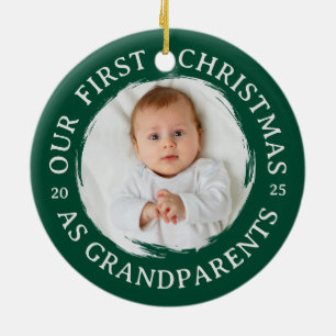 Onze eerste kerst als grootouders - Foto Groen Keramisch Ornament