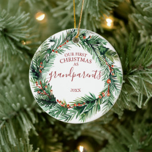 Onze Eerste Kerst Als Grootouders Foto Krans Keramisch Ornament