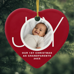 Onze eerste kerst als grootouders Foto rood Keramisch Ornament