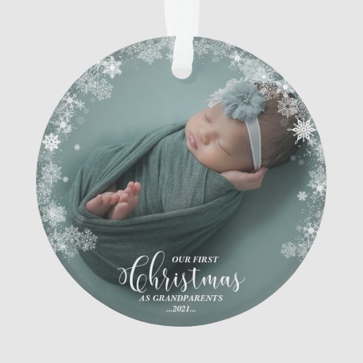 Onze eerste kerst als grootouders Foto-versiering Ornament (achterkant)