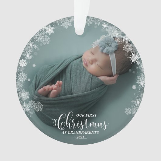 Onze eerste kerst als grootouders Foto-versiering Ornament (voorkant)