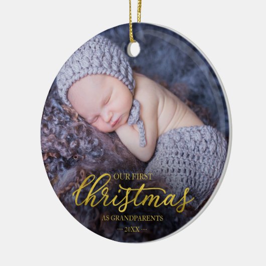 Onze eerste kerst als grootouders Gold Foil Keramisch Ornament (Links)