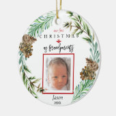 Onze eerste kerst als grootouders - Kindernaam Fot Keramisch Ornament (Links)