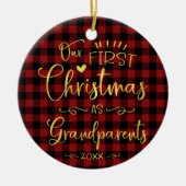 Onze eerste kerst als grootouders kletsen Rustisch Keramisch Ornament (Voorkant)