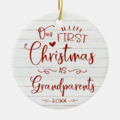 Onze eerste kerst als grootouders kletsen Rustisch Keramisch Ornament (Voorkant)
