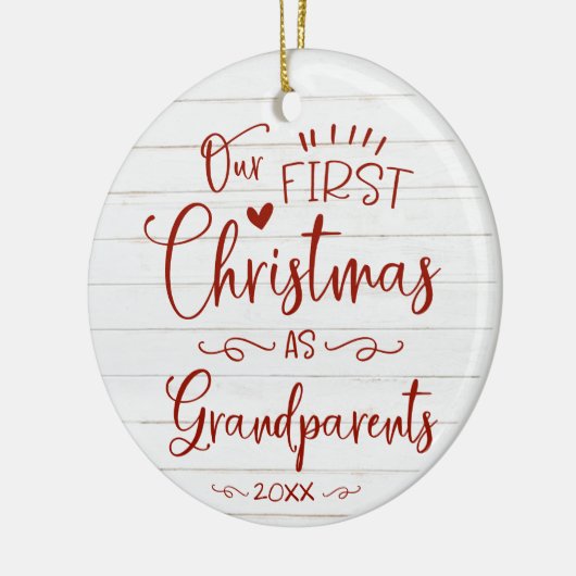 Onze eerste kerst als grootouders kletsen Rustisch Keramisch Ornament (Links)