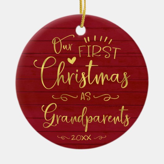 Onze eerste kerst als grootouders kletsen Rustisch Keramisch Ornament (Voorkant)