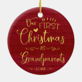 Onze eerste kerst als grootouders kletsen Rustisch Keramisch Ornament (Achterkant)