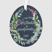 Onze eerste kerst als grootouders Modern Wreatn Ornament (voorkant)