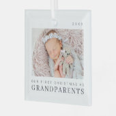 Onze eerste kerst als grootouders Moderne afbeeldi Glas Ornament (Voorkant links)