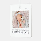 Onze eerste kerst als grootouders Moderne afbeeldi Metalen Ornament (Voorkant links)