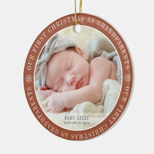 Onze eerste kerst als grootouders Moderne foto Keramisch Ornament (Links)