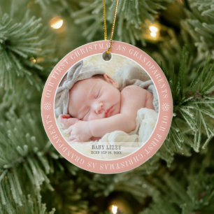 Onze eerste kerst als grootouders Moderne foto Keramisch Ornament