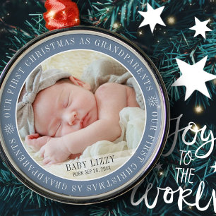 Onze eerste kerst als grootouders Moderne foto Metalen Ornament
