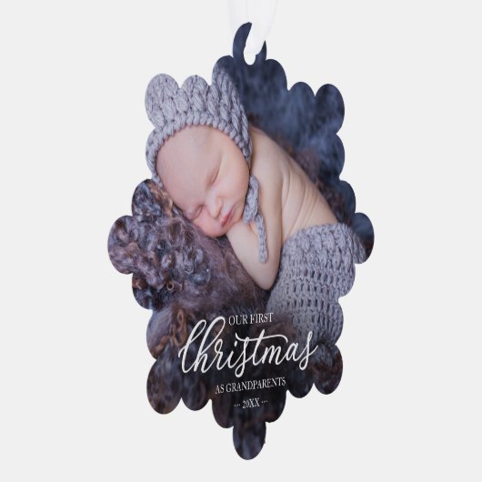 Onze eerste kerst als grootouders ornament kaart (Rechts)