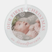 Onze eerste kerst als grootouders Roze foto Glas Ornament (Voorkant)