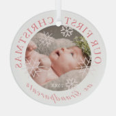 Onze eerste kerst als grootouders Roze foto Glas Ornament (Achterkant)