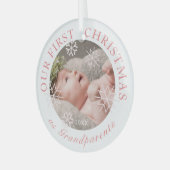 Onze eerste kerst als grootouders Roze foto Glas Ornament (Voorkant links)