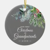 Onze eerste kerst als grootouders Waterverf Keramisch Ornament (Voorkant)