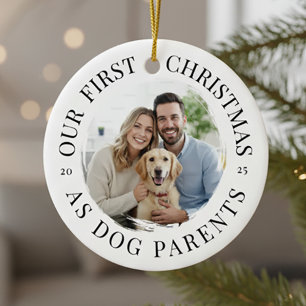 Onze eerste kerst als hondenouders keramisch ornament