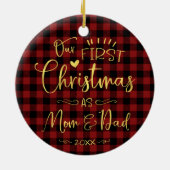 Onze eerste kerst als mam- en pap-boerderij keramisch ornament (Achterkant)