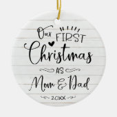 Onze eerste kerst als mam- en pap-boerderij keramisch ornament (Voorkant)