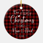 Onze eerste kerst als mam- en pap-boerderij keramisch ornament (Achterkant)