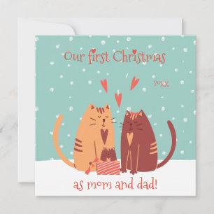 Onze eerste kerst als mama en papa. Cute Cats Feestdagenkaart