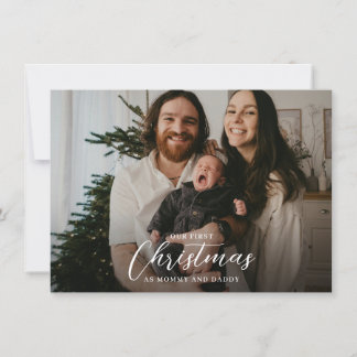 Onze eerste kerst als mama en papa fotostrips feestdagenkaart