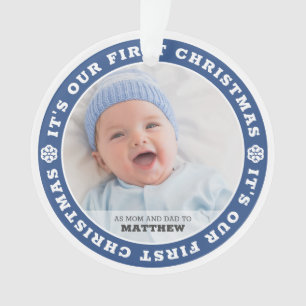 Onze eerste kerst als mama en papa moderne sneeuw ornament