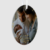 Onze eerste kerst als mama en papa vergulde foto ornament (voorkant)