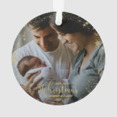 Onze eerste kerst als mama en papa vergulde foto ornament (achterkant)