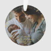 Onze eerste kerst als mama en papa vergulde foto ornament (voorkant)