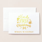 Onze eerste kerst als meneer en mevrouw Echt Goud Folie Kaarten (Voorkant met envelop)