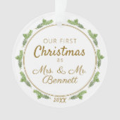 Onze eerste kerst als mevrouw & meneer feestelijke ornament (voorkant)