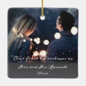 Onze eerste kerst als mevrouw. & Mr Wedding Foto Keramisch Ornament (Achterkant)