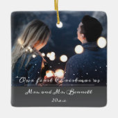Onze eerste kerst als mevrouw. & Mr Wedding Foto Keramisch Ornament (Voorkant)