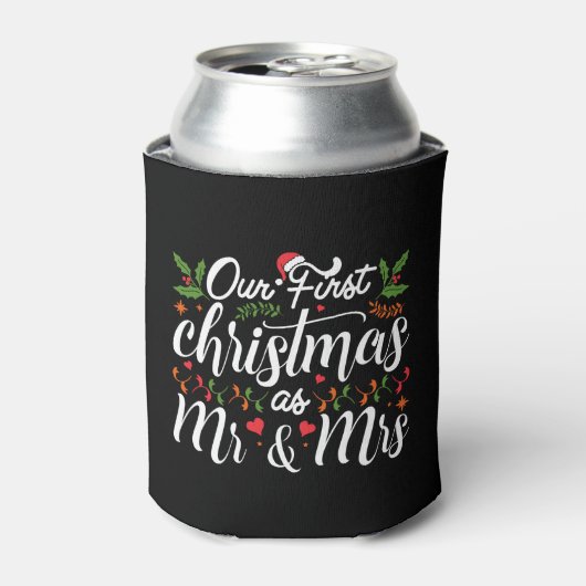 Onze eerste kerst als Mr en Mrs T-shirt Blikjeskoeler (Blikje Voorkant)