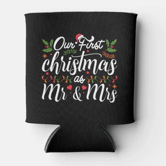 Onze eerste kerst als Mr en Mrs T-shirt Blikjeskoeler (Voorkant)
