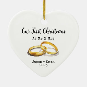 Onze eerste kerst als Mr en Mrs voor hen Keramisch Ornament