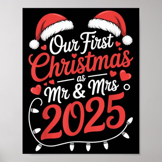 Onze eerste kerst als Mr. Mrs. 2025 Getrouwde Kopp Poster (Voorkant)