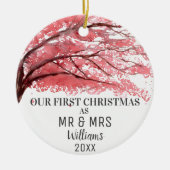 Onze eerste kerst als MR & MRS Cherry Blossom Keramisch Ornament (Voorkant)