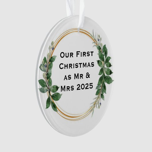 Onze eerste kerst als Mr & Mrs Elegant ornament (voorkant)