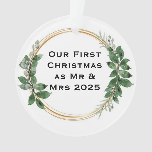 Onze eerste kerst als Mr & Mrs Elegant ornament (voorkant)