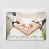 Onze eerste kerst als Mr. & Mrs. Feestdagenkaart (Voorkant)